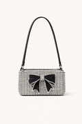 Rhinestone Handbag with bow design and rhinestone embellishments on a white background