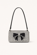 Rhinestone Handbag with bow design and rhinestone embellishments on a white background