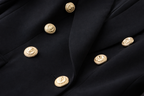 Close-up of a black chloe blazer coat with gold buttons luxury style