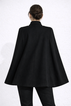 Aimee Double-Breasted Black Cape